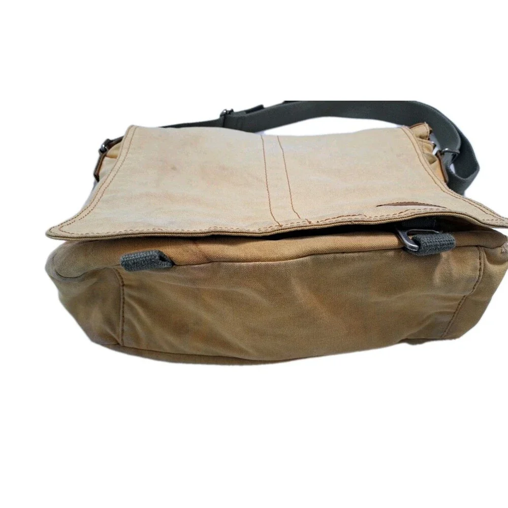LL Bean Canvas Messenger Bag Distressed Plaid Lined Vintage Army School Travel